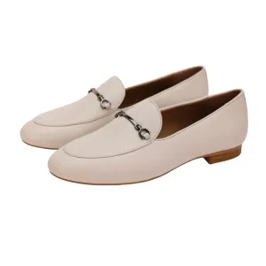 AiciBerllucci   off-white Leather & Sheepskin lining- Prime-Women's Leather Loafer- Sleek Loafers Slip on Shoes-Casual Flat Shoes