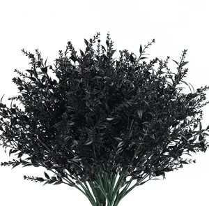 Bulk 8Pcs Halloween Black Bush Shrubs Plants Artificial for Outdoors UV Resistant Wholesale