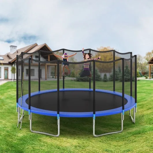 16' Outdoor Combo Bounce Trampoline Combo with Safety Enclosure Net Spring Pad and Ladder