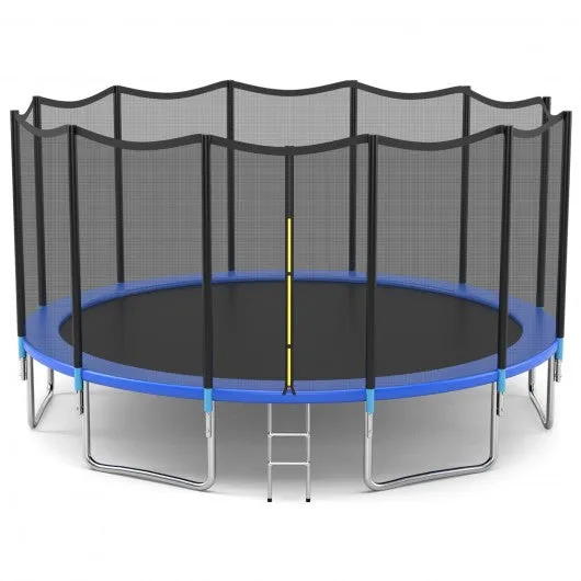 16' Outdoor Combo Bounce Trampoline Combo with Safety Enclosure Net Spring Pad and Ladder