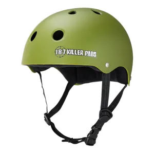 187 KILLER PADS PRO SKATE HELMET W/ SWEATSAVER LINER ARMY GREEN MATTE