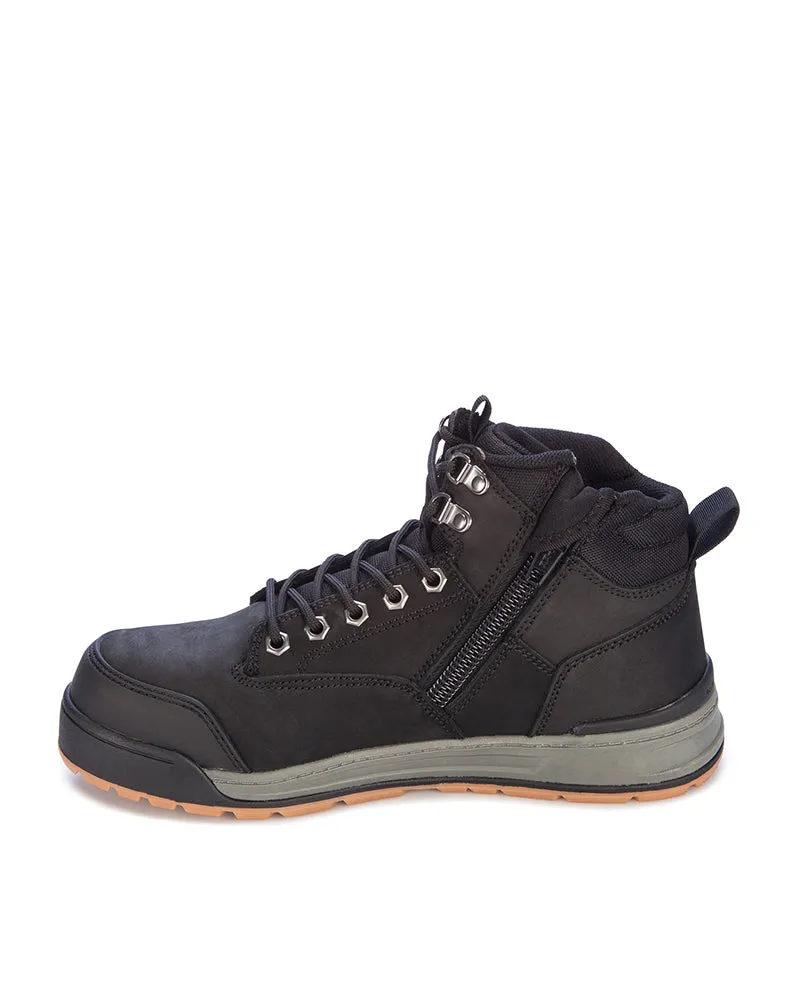 3056 Lace Zip Safety Boot - Black