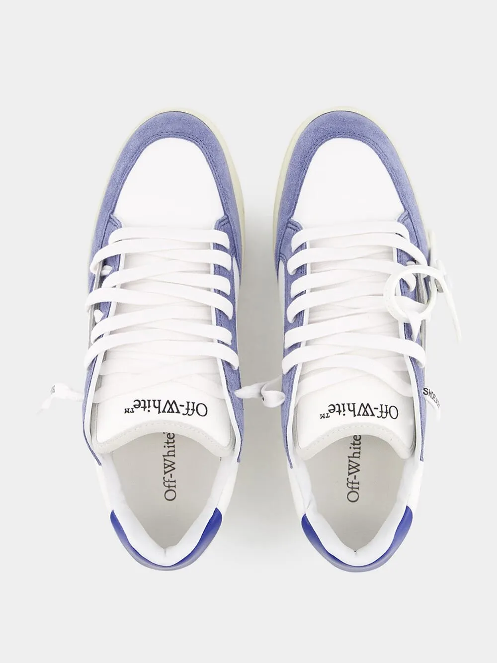 5.0 Low-Top White and Blue Sneakers