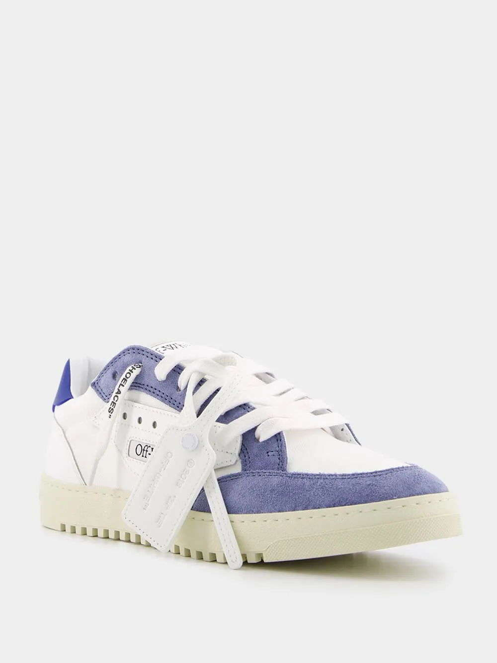 5.0 Low-Top White and Blue Sneakers