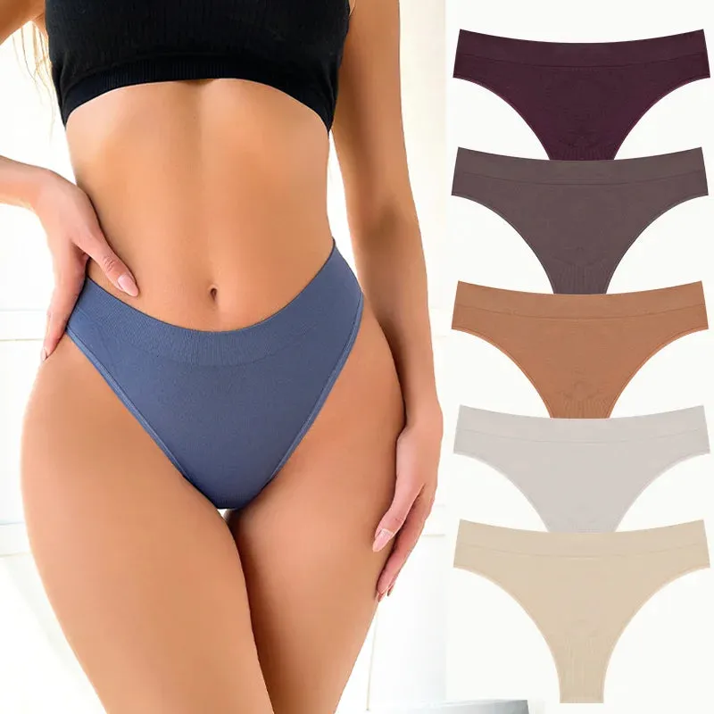 5PCS Women's Panties Set Fashion Striped Thongs Soft Underwear Sexy Lingerie Sports Breathable G-Strings Cozy Hot  T-Back