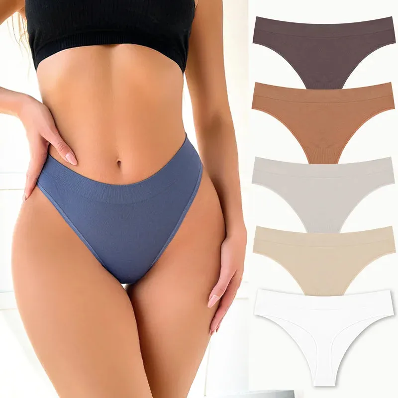 5PCS Women's Panties Set Fashion Striped Thongs Soft Underwear Sexy Lingerie Sports Breathable G-Strings Cozy Hot  T-Back