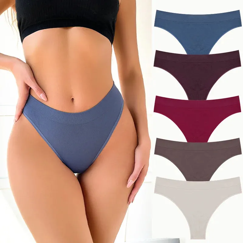 5PCS Women's Panties Set Fashion Striped Thongs Soft Underwear Sexy Lingerie Sports Breathable G-Strings Cozy Hot  T-Back