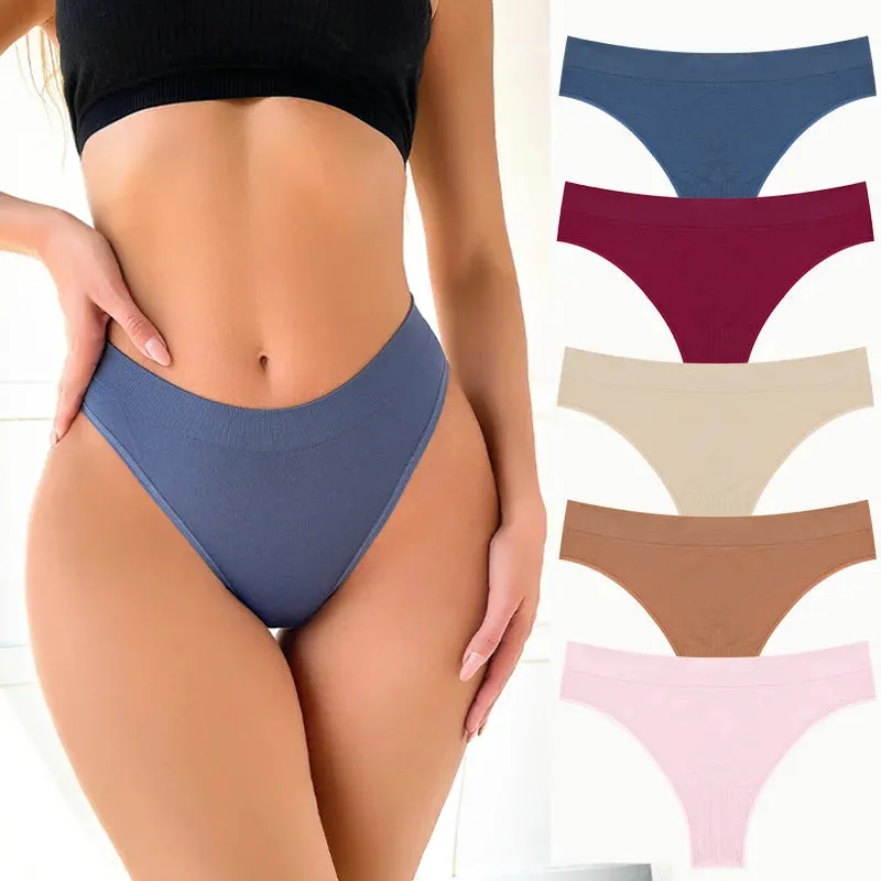 5PCS Women's Panties Set Fashion Striped Thongs Soft Underwear Sexy Lingerie Sports Breathable G-Strings Cozy Hot  T-Back