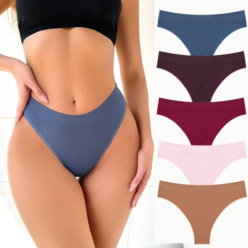 5PCS Women's Panties Set Fashion Striped Thongs Soft Underwear Sexy Lingerie Sports Breathable G-Strings Cozy Hot  T-Back