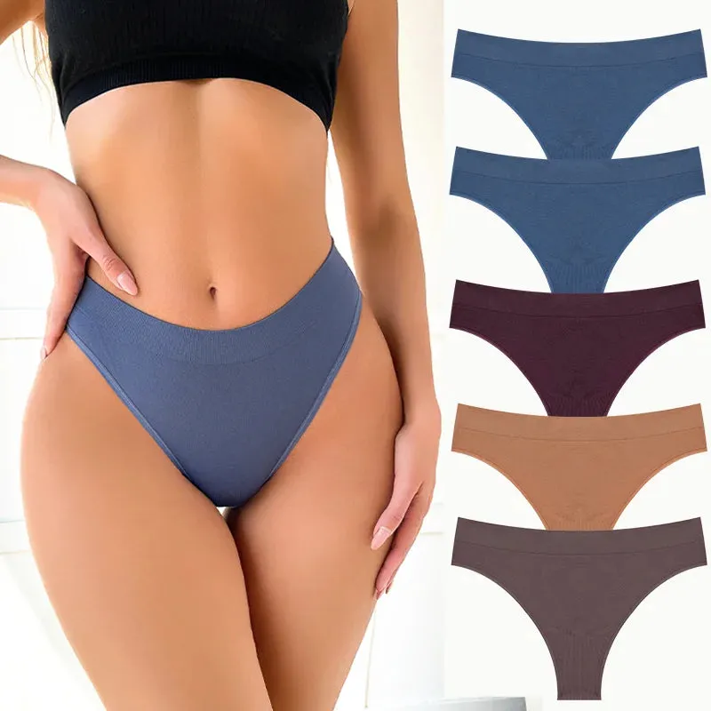 5PCS Women's Panties Set Fashion Striped Thongs Soft Underwear Sexy Lingerie Sports Breathable G-Strings Cozy Hot  T-Back