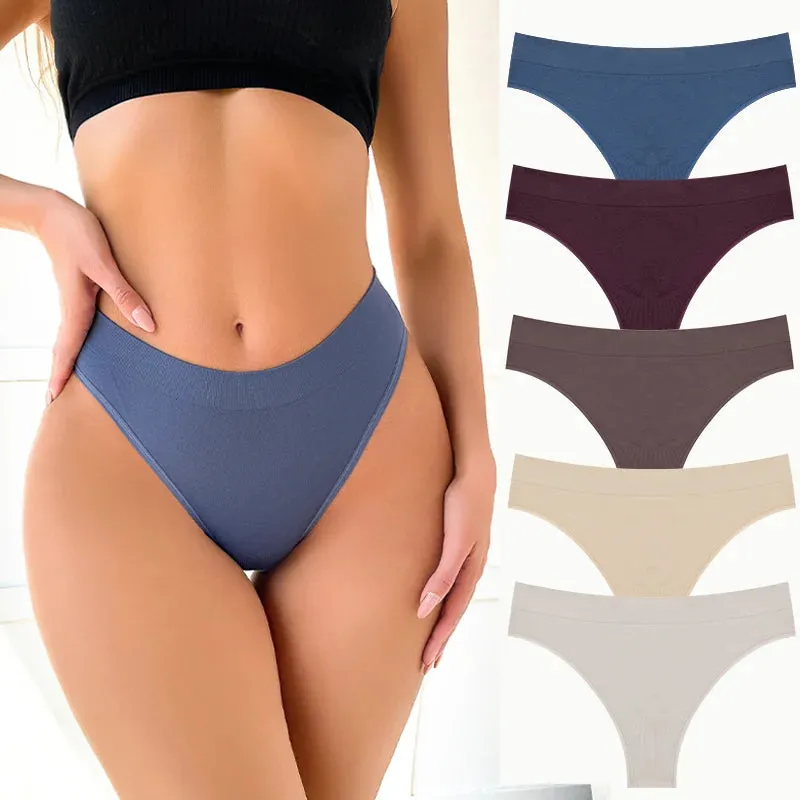 5PCS Women's Panties Set Fashion Striped Thongs Soft Underwear Sexy Lingerie Sports Breathable G-Strings Cozy Hot  T-Back