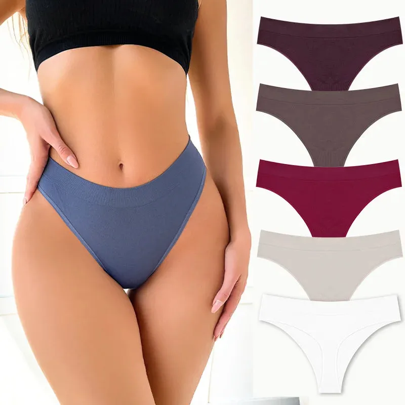 5PCS Women's Panties Set Fashion Striped Thongs Soft Underwear Sexy Lingerie Sports Breathable G-Strings Cozy Hot  T-Back