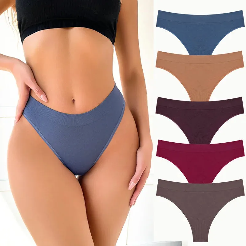 5PCS Women's Panties Set Fashion Striped Thongs Soft Underwear Sexy Lingerie Sports Breathable G-Strings Cozy Hot  T-Back