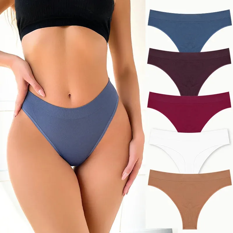 5PCS Women's Panties Set Fashion Striped Thongs Soft Underwear Sexy Lingerie Sports Breathable G-Strings Cozy Hot  T-Back