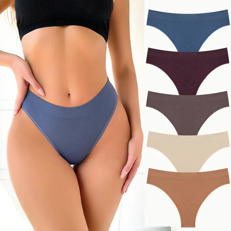 5PCS Women's Panties Set Fashion Striped Thongs Soft Underwear Sexy Lingerie Sports Breathable G-Strings Cozy Hot  T-Back