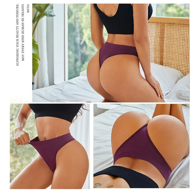 5PCS Women's Panties Set Fashion Striped Thongs Soft Underwear Sexy Lingerie Sports Breathable G-Strings Cozy Hot  T-Back