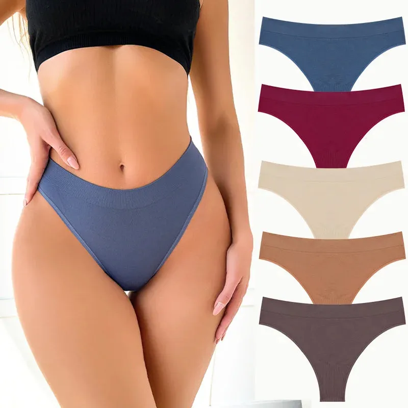 5PCS Women's Panties Set Fashion Striped Thongs Soft Underwear Sexy Lingerie Sports Breathable G-Strings Cozy Hot  T-Back