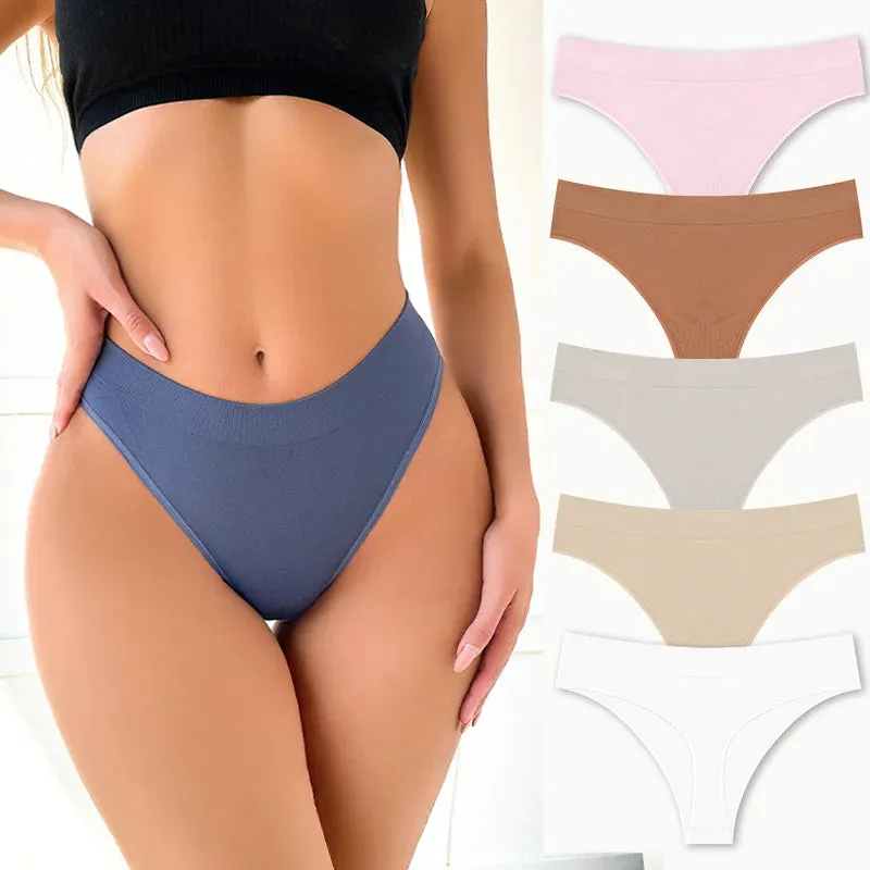 5PCS Women's Panties Set Fashion Striped Thongs Soft Underwear Sexy Lingerie Sports Breathable G-Strings Cozy Hot  T-Back