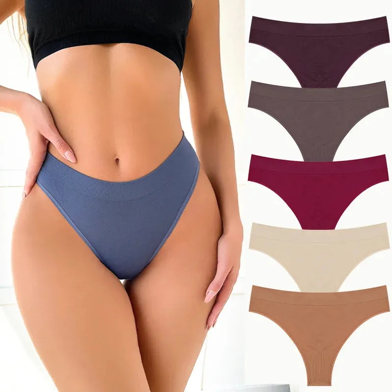 5PCS Women's Panties Set Fashion Striped Thongs Soft Underwear Sexy Lingerie Sports Breathable G-Strings Cozy Hot  T-Back