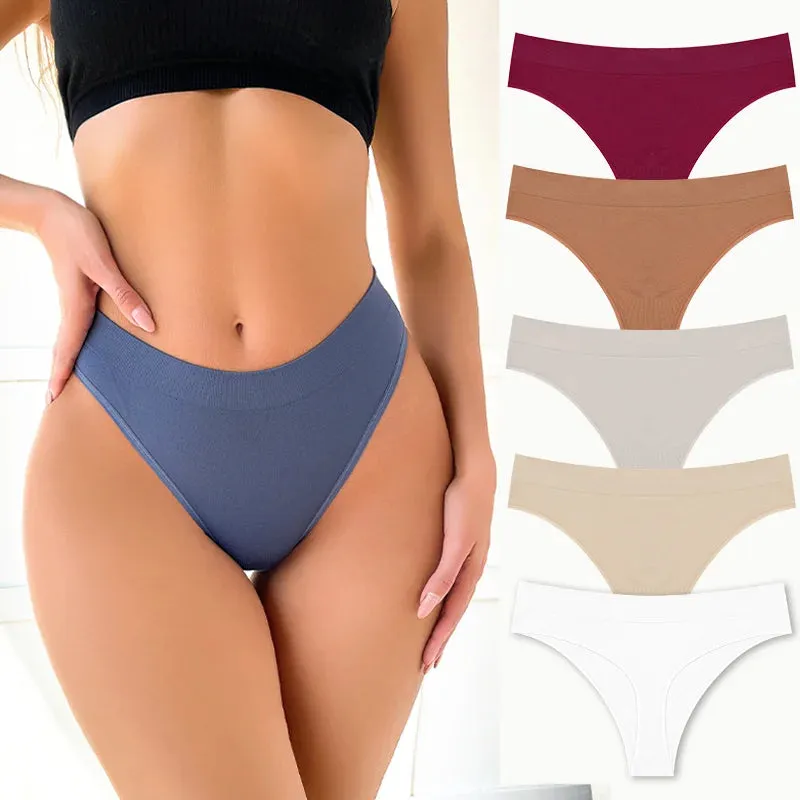 5PCS Women's Panties Set Fashion Striped Thongs Soft Underwear Sexy Lingerie Sports Breathable G-Strings Cozy Hot  T-Back