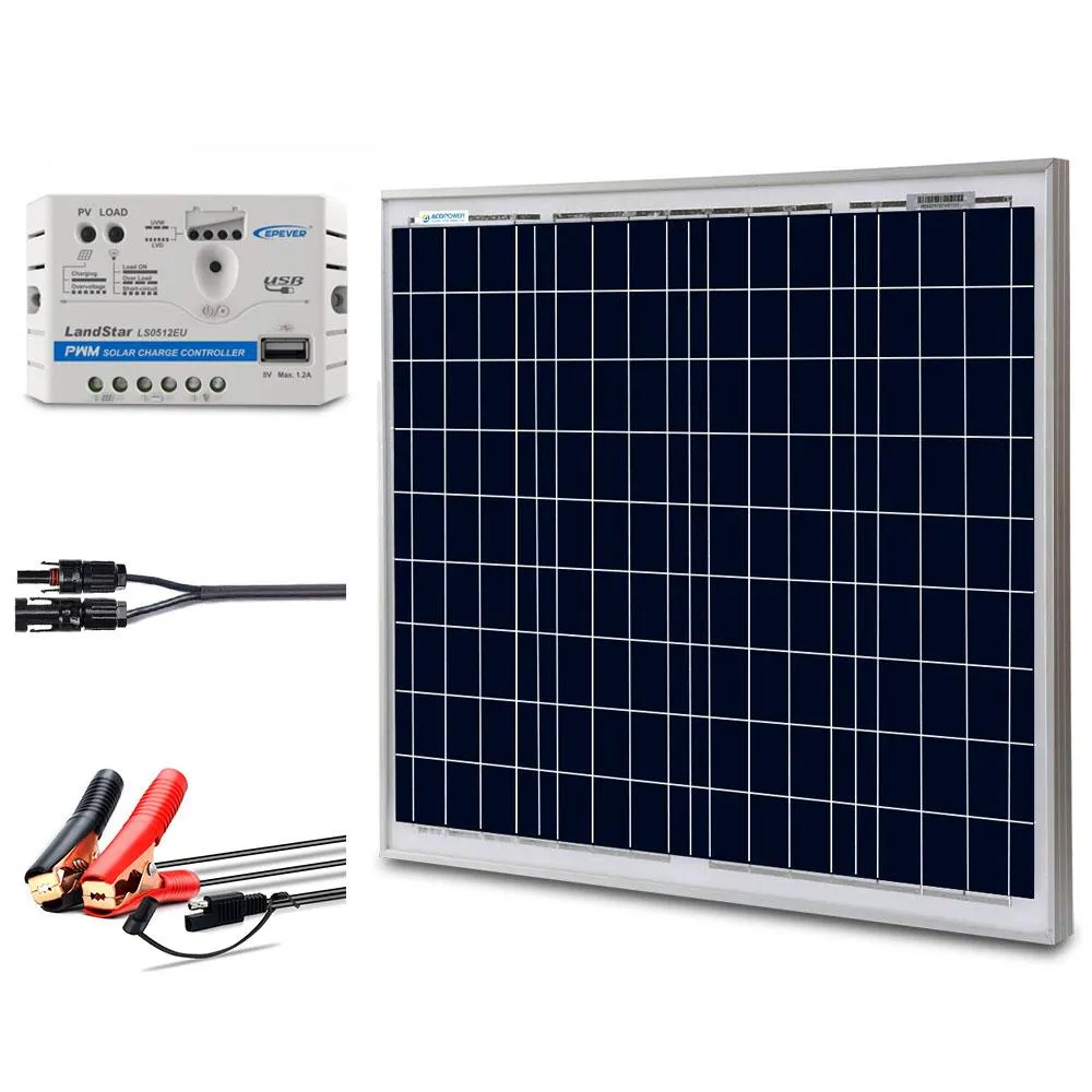 ACOPOWER 50W 12V Solar Charger Kit, 10A Charge Controller with