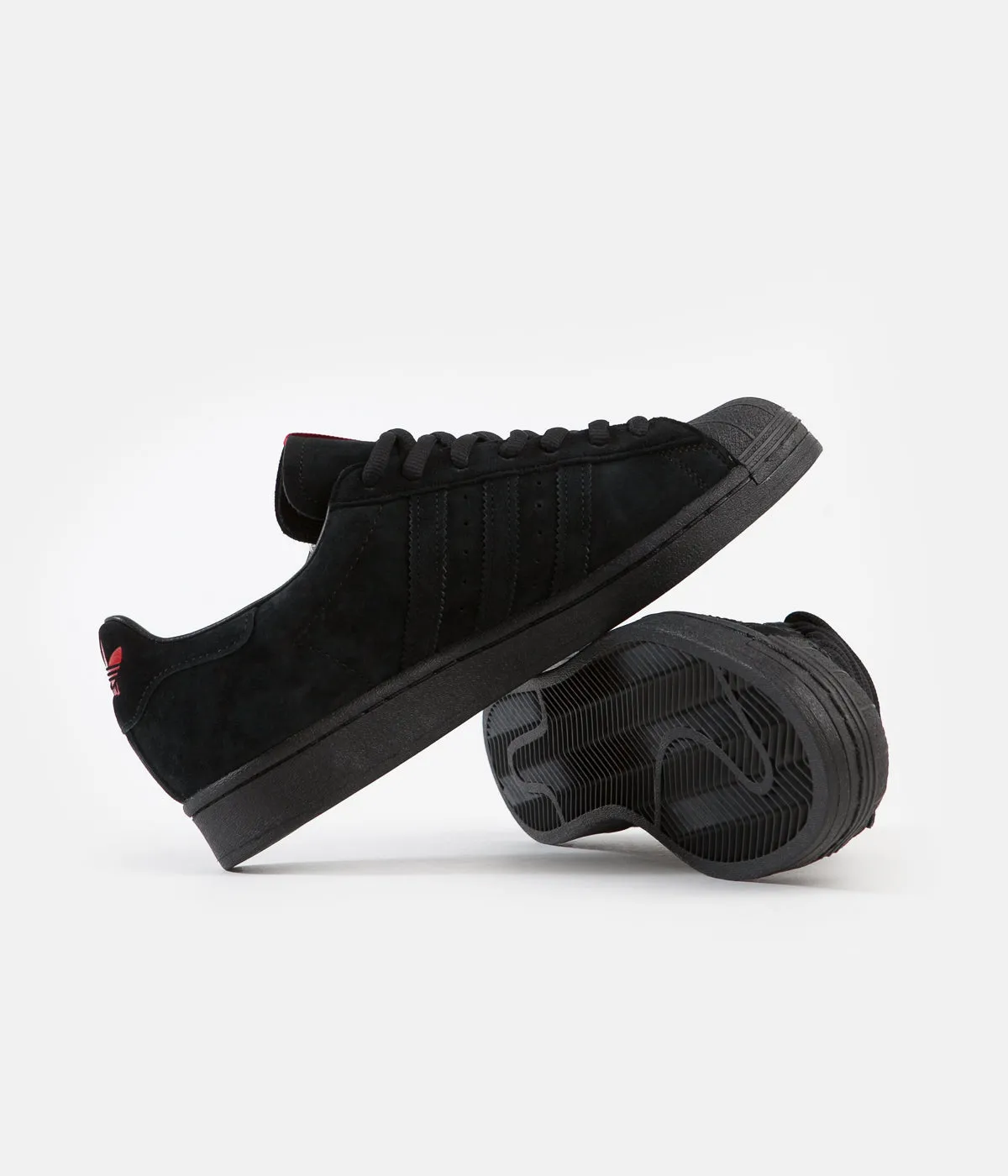 Adidas x Thrasher Superstar Adv Shoes - Core Black / Scarlet / Gold Metallic