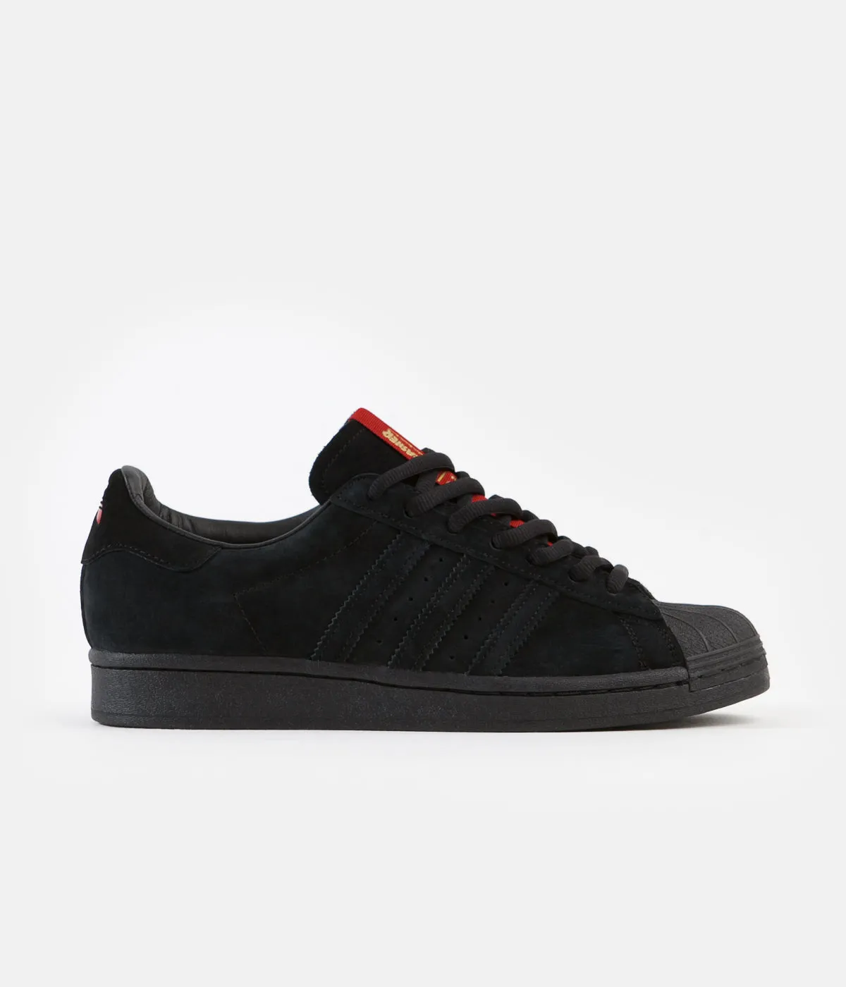 Adidas x Thrasher Superstar Adv Shoes - Core Black / Scarlet / Gold Metallic