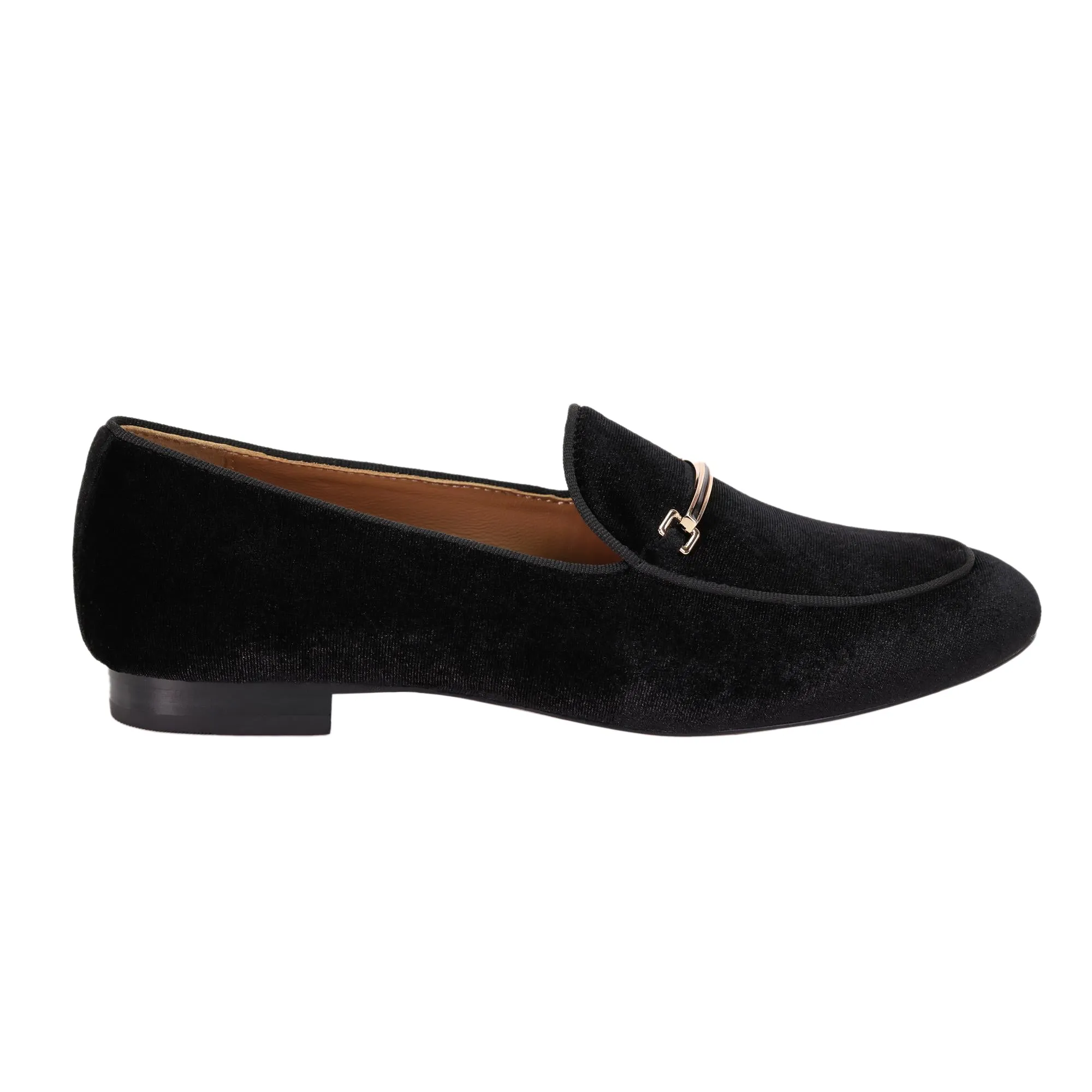 AiciBerllucci Black Velvet upper  and Sheepskin lining- Prime-Women's Leather Loafer- Sleek Loafers Slip on Shoes-Casual Flat Shoes