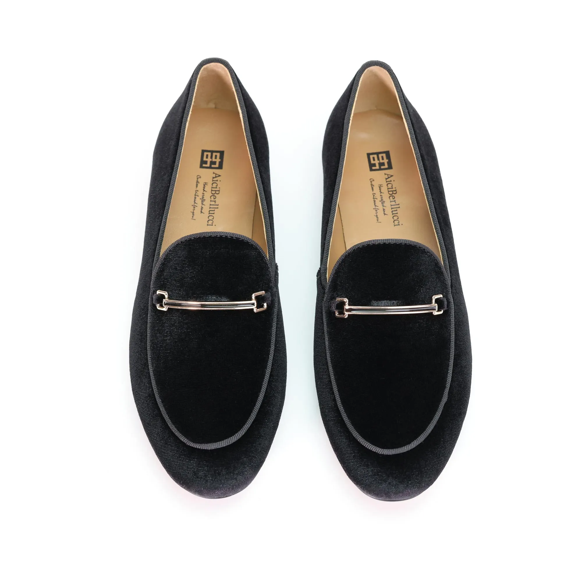 AiciBerllucci Black Velvet upper  and Sheepskin lining- Prime-Women's Leather Loafer- Sleek Loafers Slip on Shoes-Casual Flat Shoes