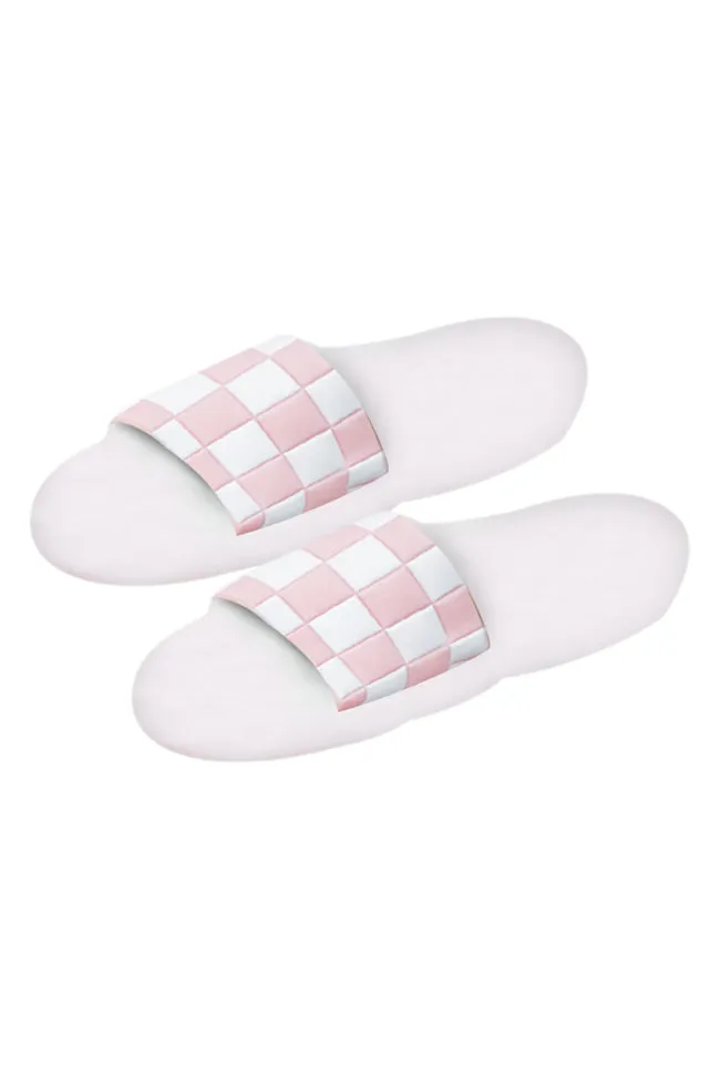 Alma Pink Jelly Checkered Slides FINAL SALE