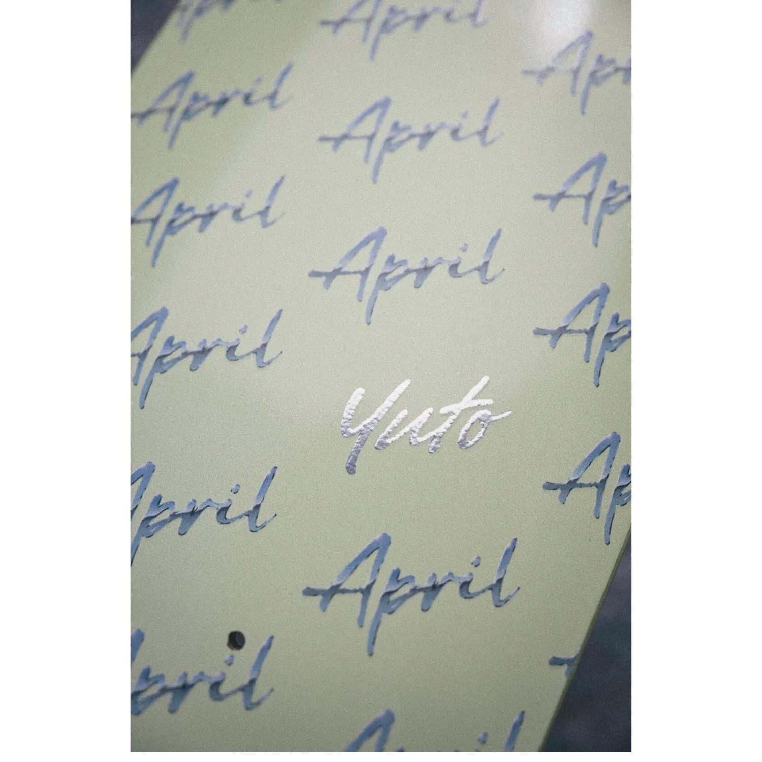 April 8.25" Yuto Chrome Script Deck - Green