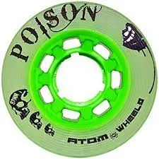 ATOM POISON 84a GREEN DERBY SKATE WHEELS 62mm x 44mm - SET Of 4