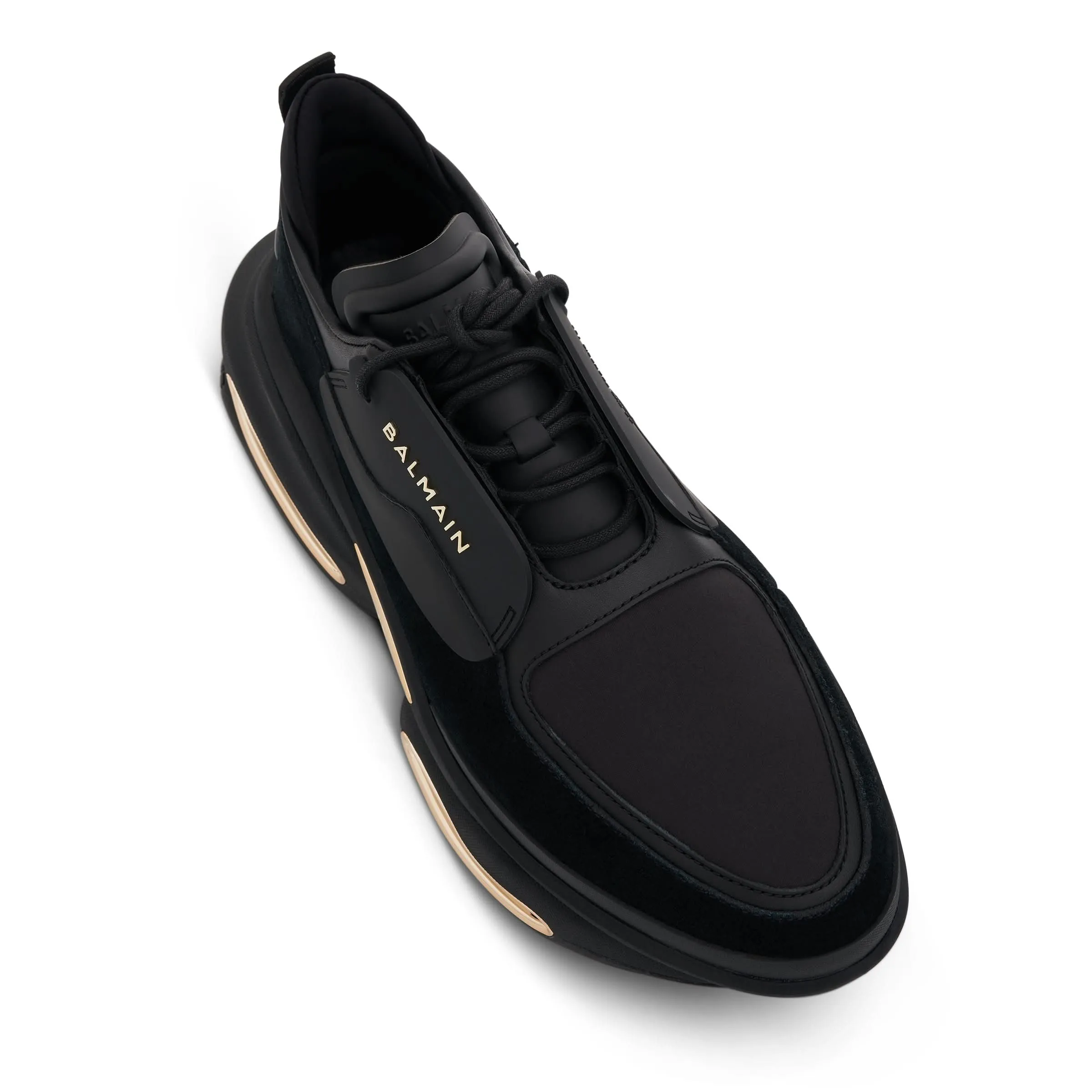 B-Bold Low Calfskin and Suede Sneaker in Black