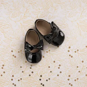 Baby Ballerina with Bow Patent Black