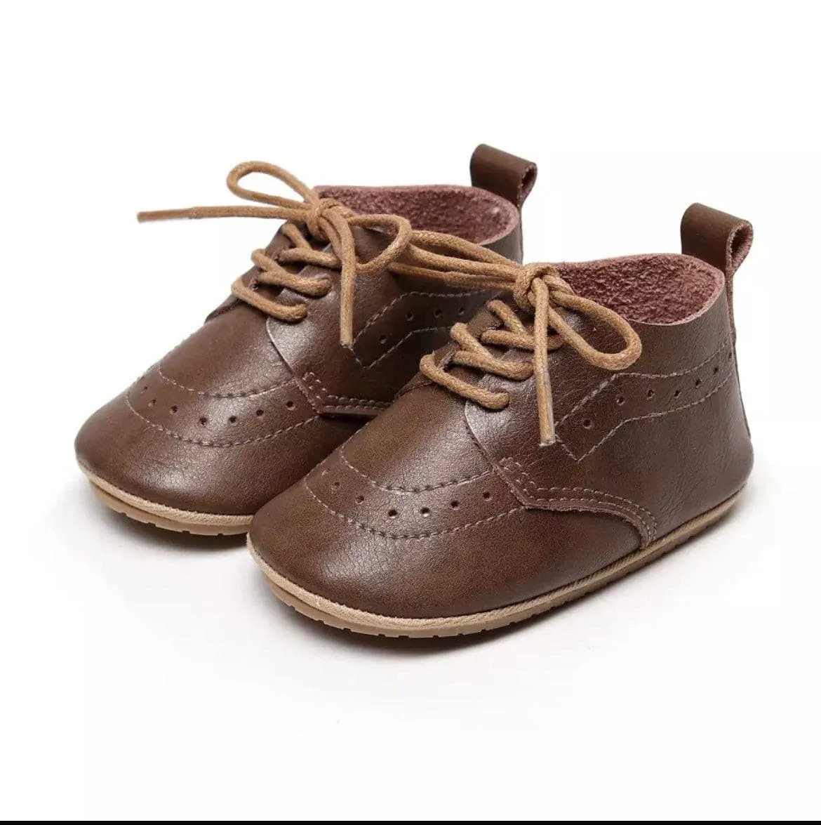 Baby Oxford Brogues - Handmade Genuine Leather Baby Shoes, Tan