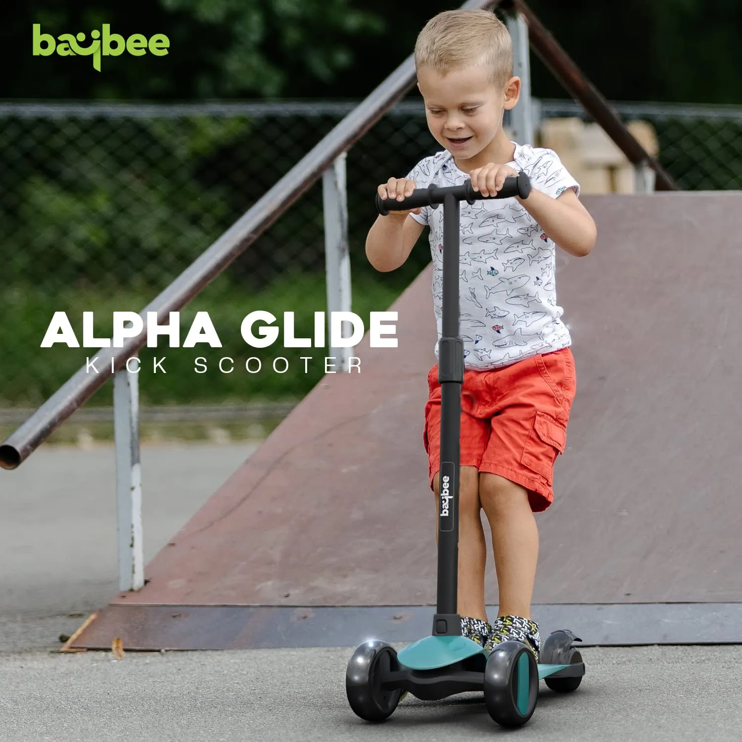 Baybee Alpha Kick Scooter for Kids with 4 Height Adjustable Handle, Led PU Wheels & Brake