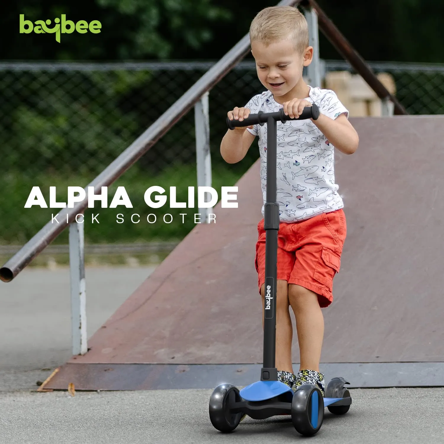 Baybee Alpha Kick Scooter for Kids with 4 Height Adjustable Handle, Led PU Wheels & Brake