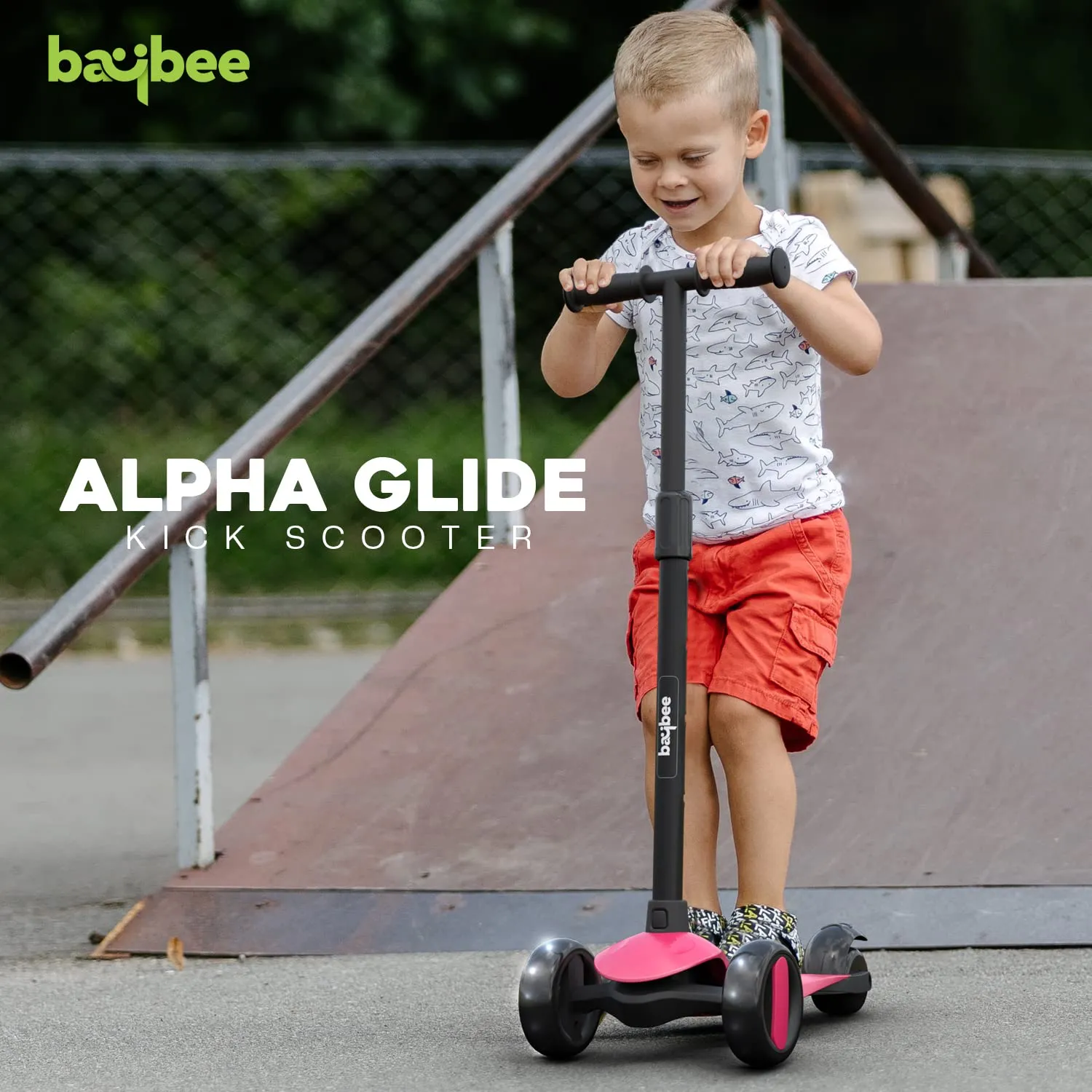 Baybee Alpha Kick Scooter for Kids with 4 Height Adjustable Handle, Led PU Wheels & Brake