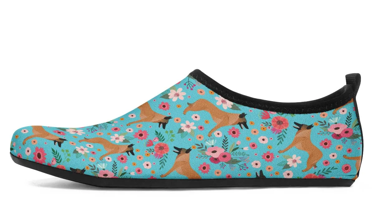 Belgian Malinois Flower Aqua Barefoot Shoes