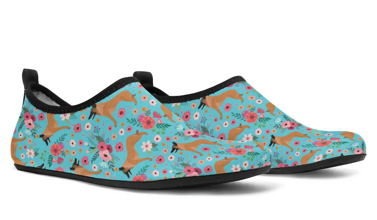 Belgian Malinois Flower Aqua Barefoot Shoes