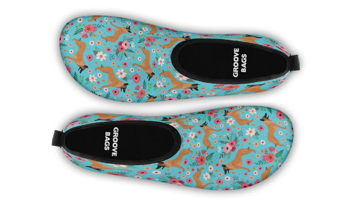 Belgian Malinois Flower Aqua Barefoot Shoes