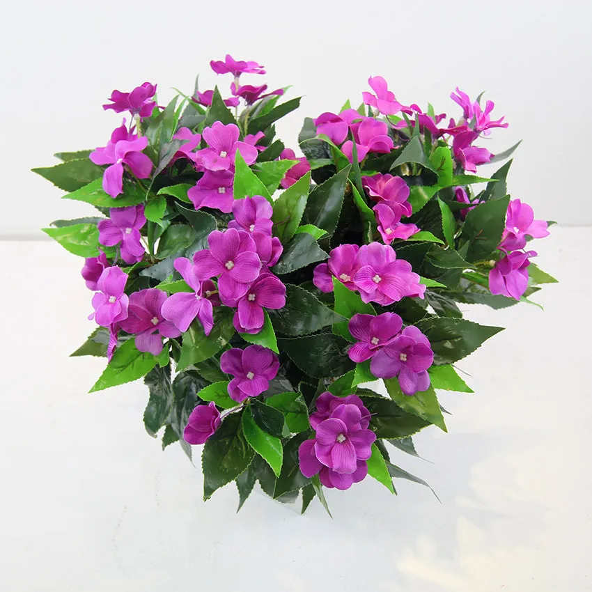 Bulk 10 Bundles 16" Impatiens Bush UV Resistant Artificial Impatiens Bouquet Flowers for Outdoors Wholesale