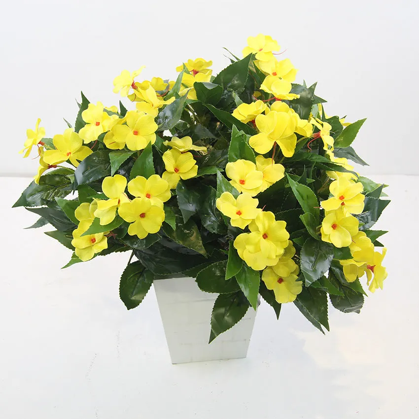 Bulk 10 Bundles 16" Impatiens Bush UV Resistant Artificial Impatiens Bouquet Flowers for Outdoors Wholesale