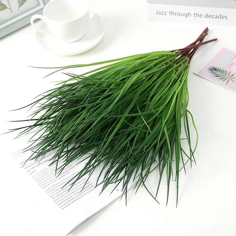 Bulk 17" Artificial Green Grass Long Bush Greenery Plant for Outdoors Indoors Wholesale