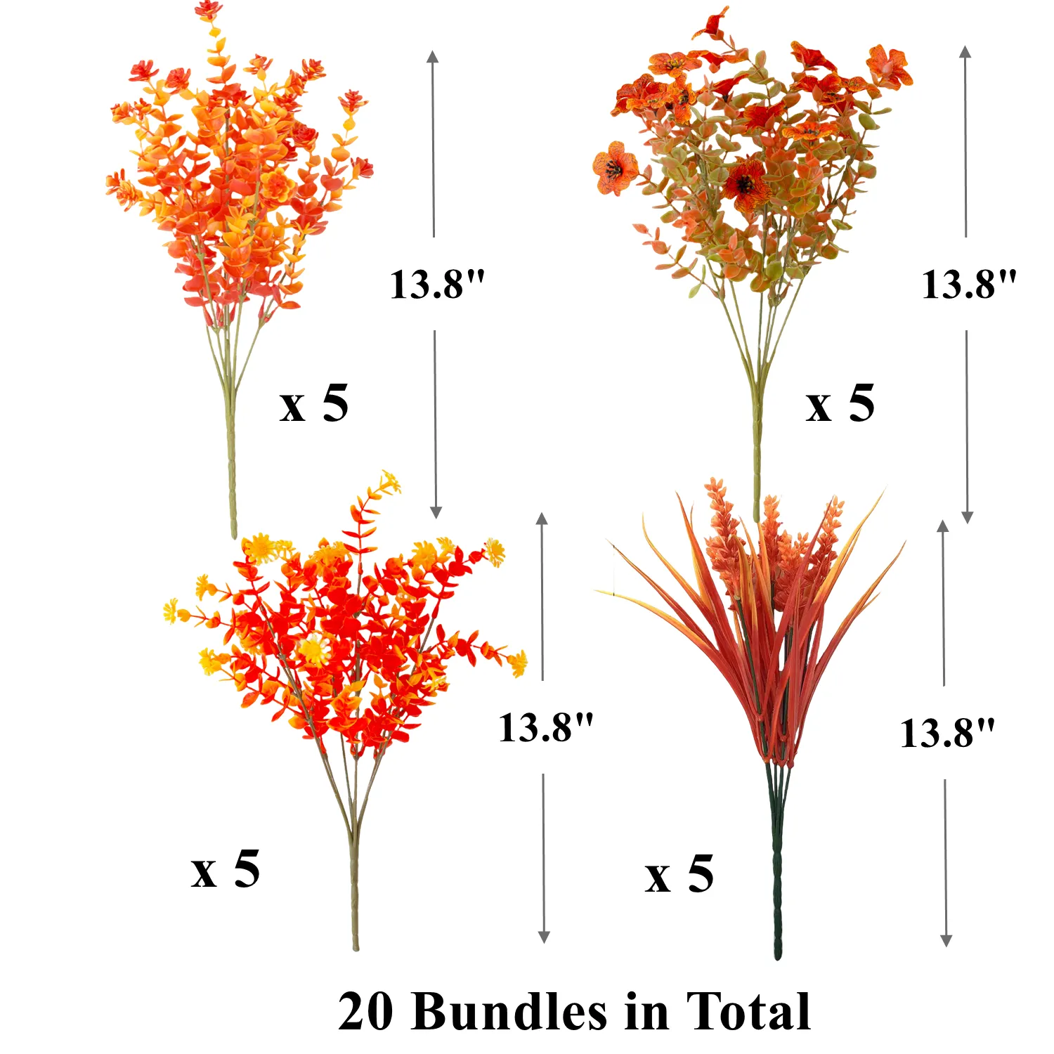 Bulk 20 Bundles Artificial Fall Flowers for Outdoors UV Resistant Faux Mums Fall Decorations Wholesale