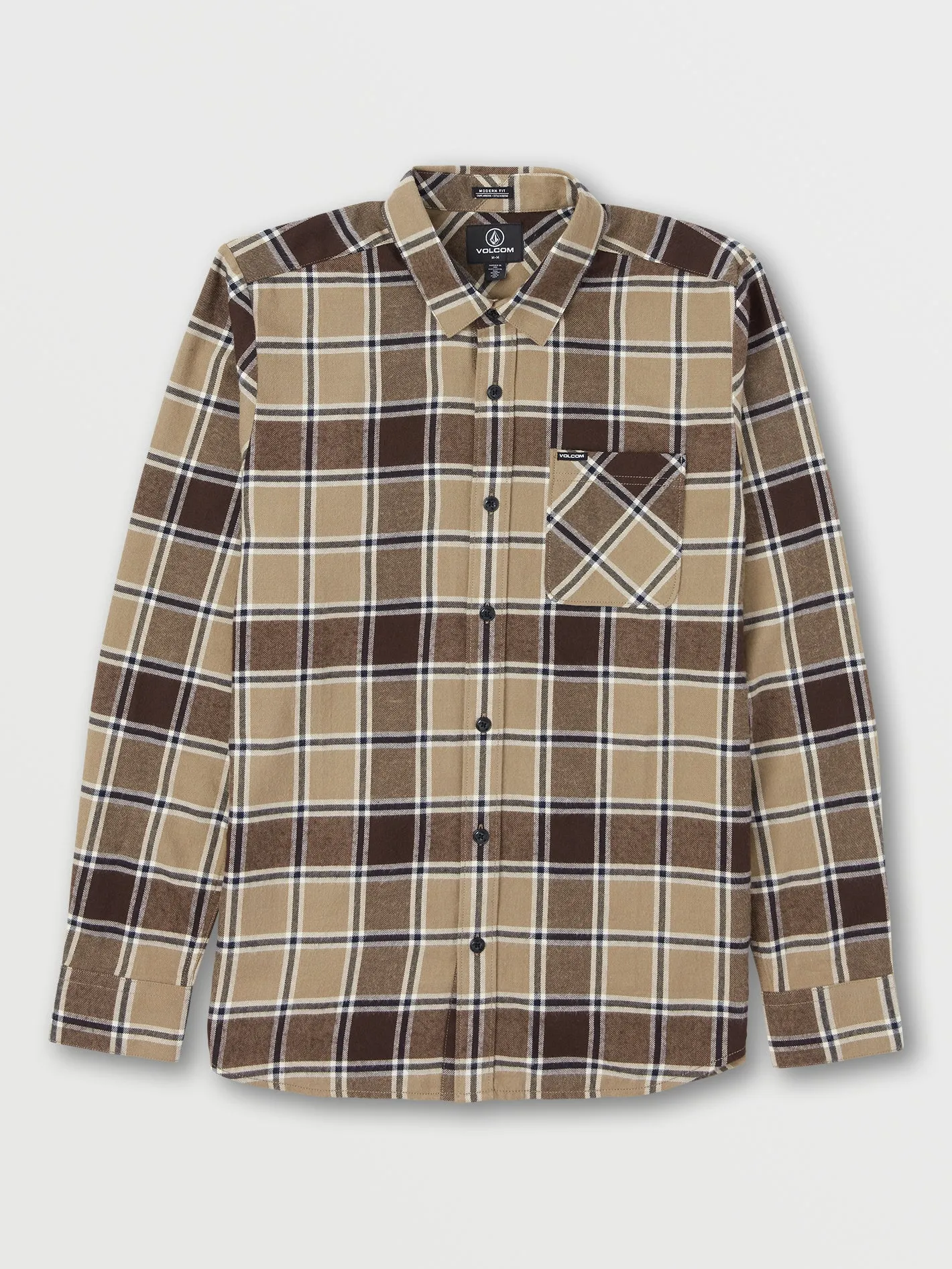 Caden Plaid Long Sleeve Flannel - Khaki