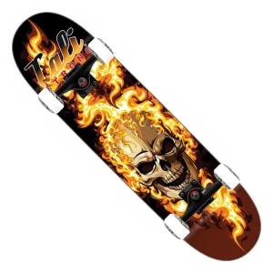 CALI Strong Flaming Skull Skateboard Trick Complete