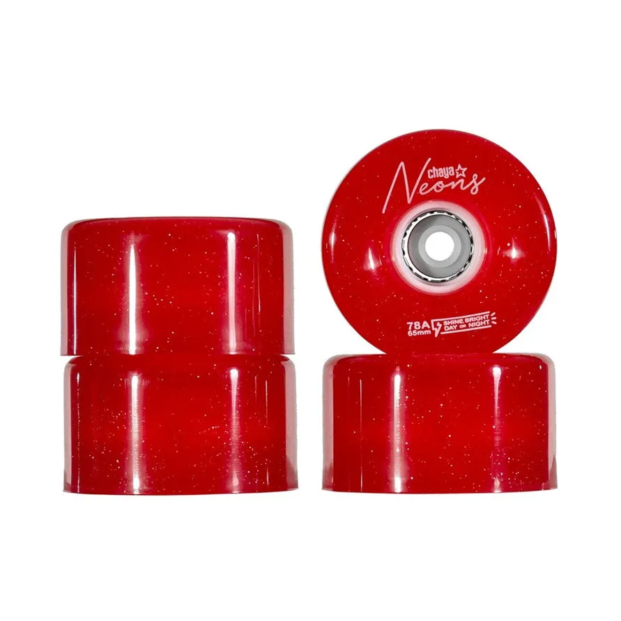 Chaya Light Up Neon Red Wheels 78A - 4 pack