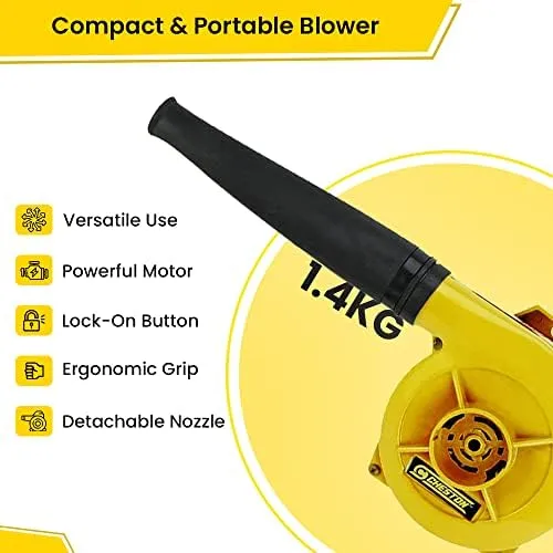 Cheston Electric Air Blower 500W Speed 17000 RPM 200V Dust Cleaner for Electrical Gadgets, Kitchen Appliances, Keyboard Cleaning (Yellow) (Air Blower and Extension Cord) (Yellow)