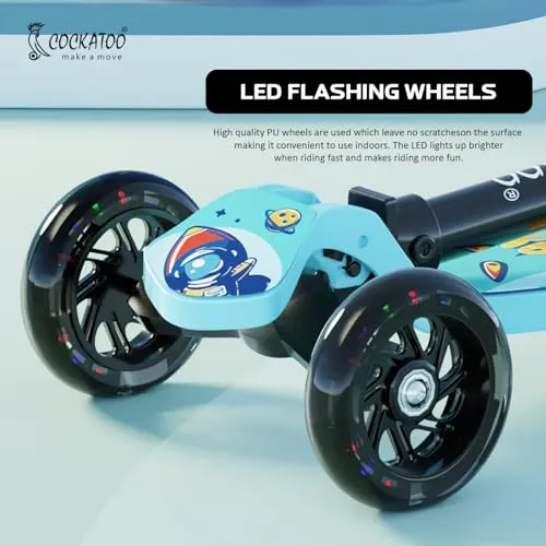 Cockatoo Rat&Cat Series Happy-Hooper Kick Scooter for Kids, Kick Scooter with Led Lights in PVC Wheel, 3 Adjustable Height Scooter, Age Upto 3  Years & 50 Kg Weight Capacity